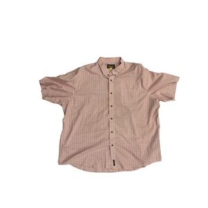 Cabelas Mens 3XL Short Sleeve Button Down Shirt Orange Gingham Cotton M10SH497